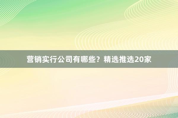 营销实行公司有哪些？精选推选20家